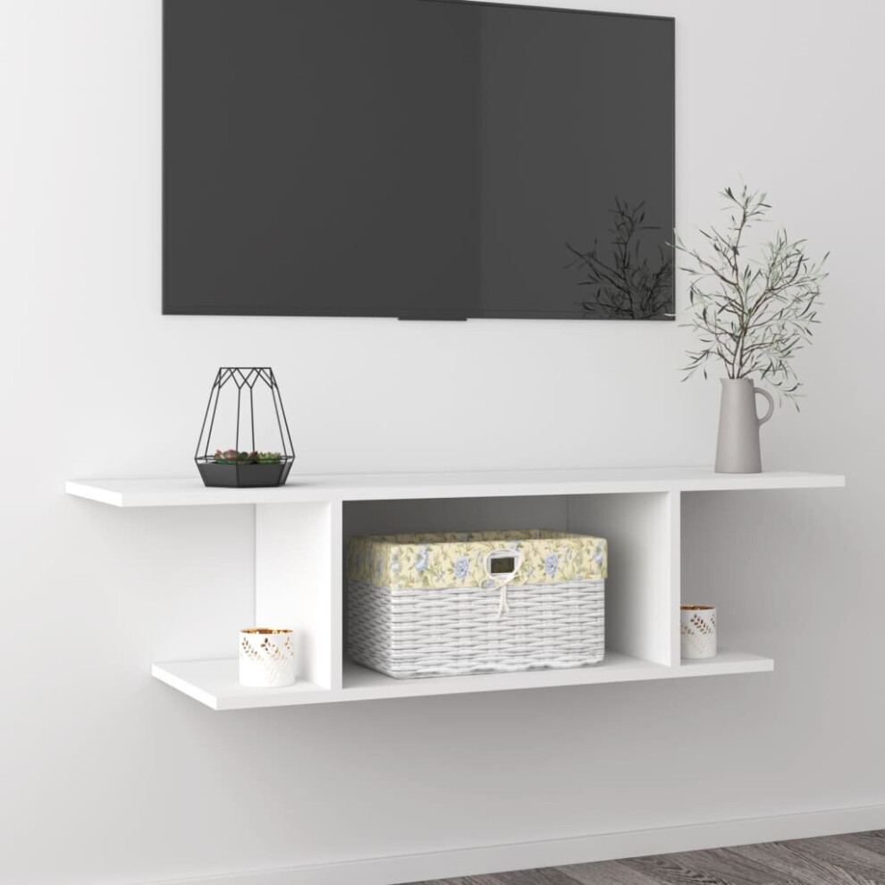 vidaXL Wall Mounted TV Cabinet White Hanging TV Living Room Hifi Cabinet Unit