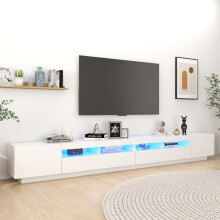vidaXL TV Cabinet with LED Lights White Bedroom TV Stand Unit Hifi Cabinet