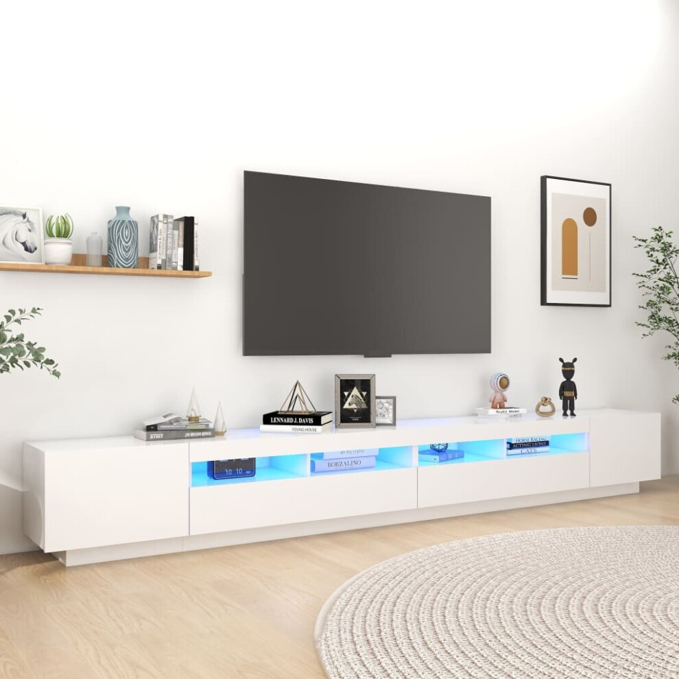 vidaXL TV Cabinet with LED Lights White 300x35x40 cm TV Stand Hifi Cabinet Set