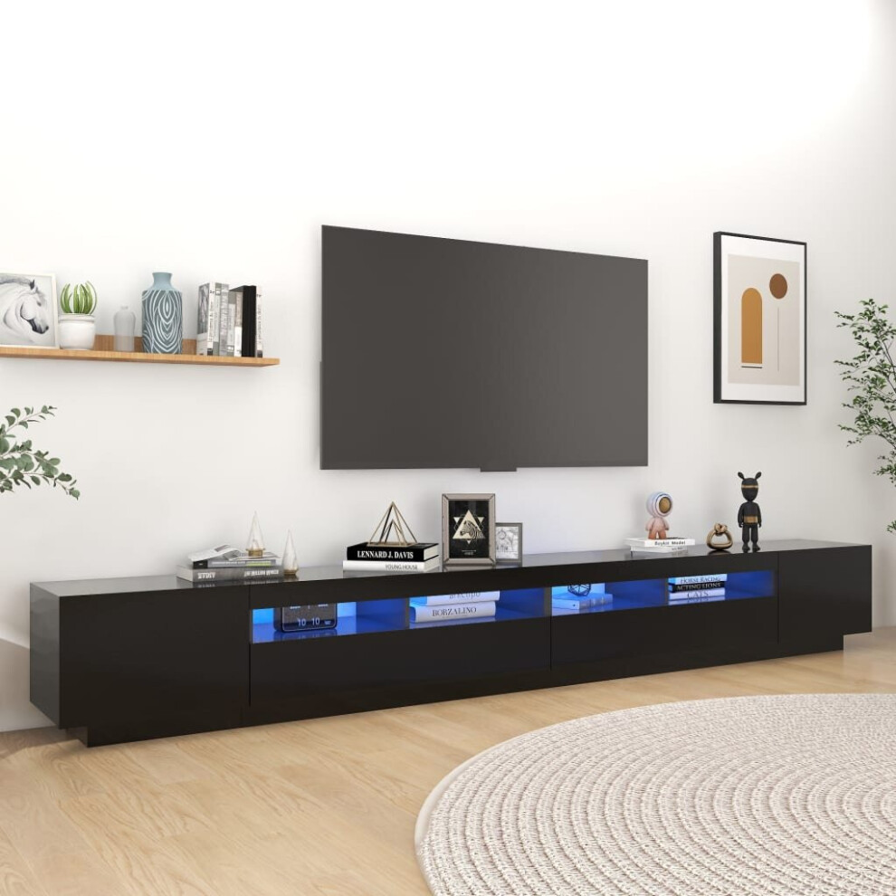 vidaXL TV Cabinet with LED Lights Black 300x35x40 cm TV Stand Hifi Cabinet Set