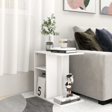 vidaXL Side Table White Engineered Wood Living Room Sofa Table Magazine Rack