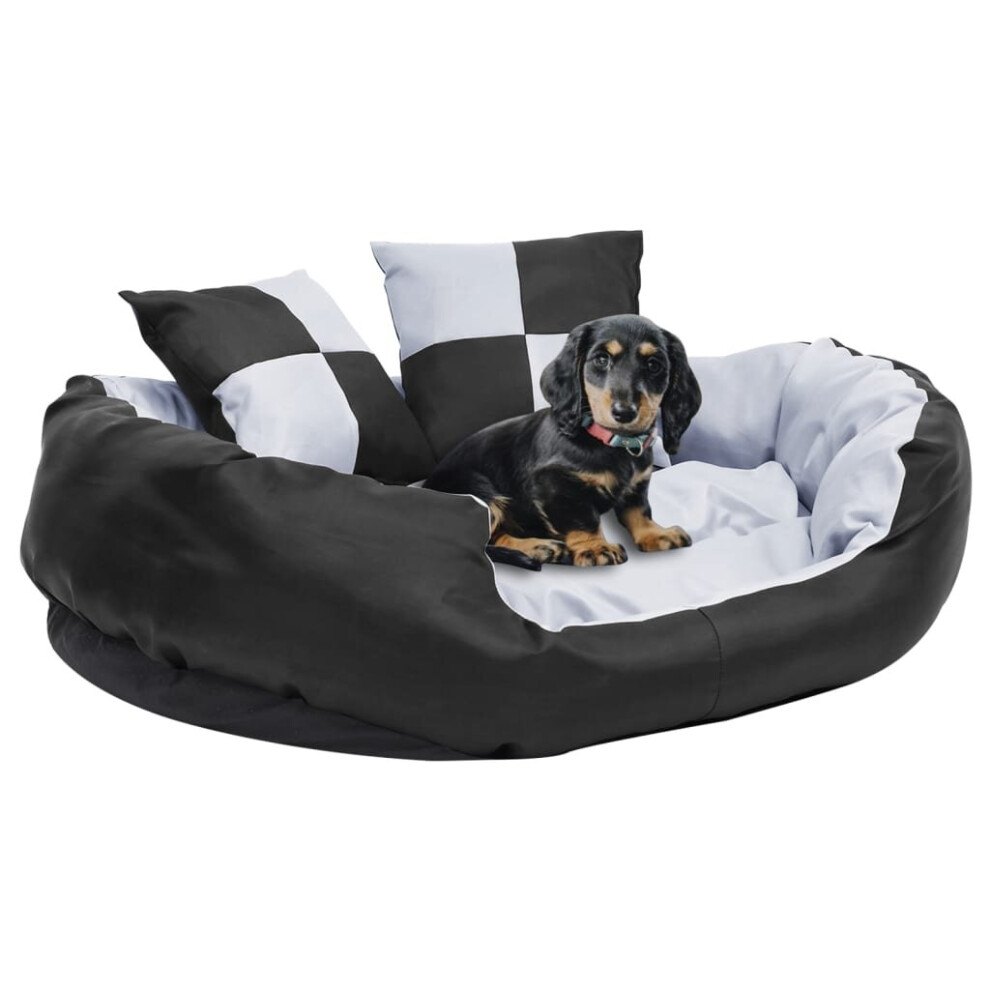 Vidaxl Reversible & Washable Dog Cushion Grey And Black Dog Mattress Basket