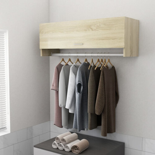 vidaXL Wardrobe Sonoma Oak Engineered Wood Storage Cabinet Clothes Organiser