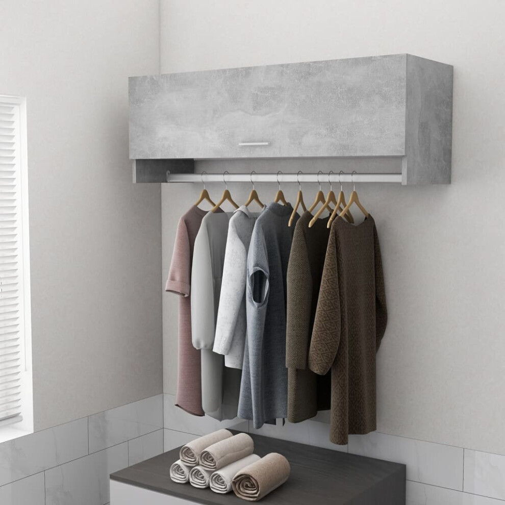 Vidaxl Wardrobe Concrete Grey Engineered Wood Storage Shelf Clothes Organiser