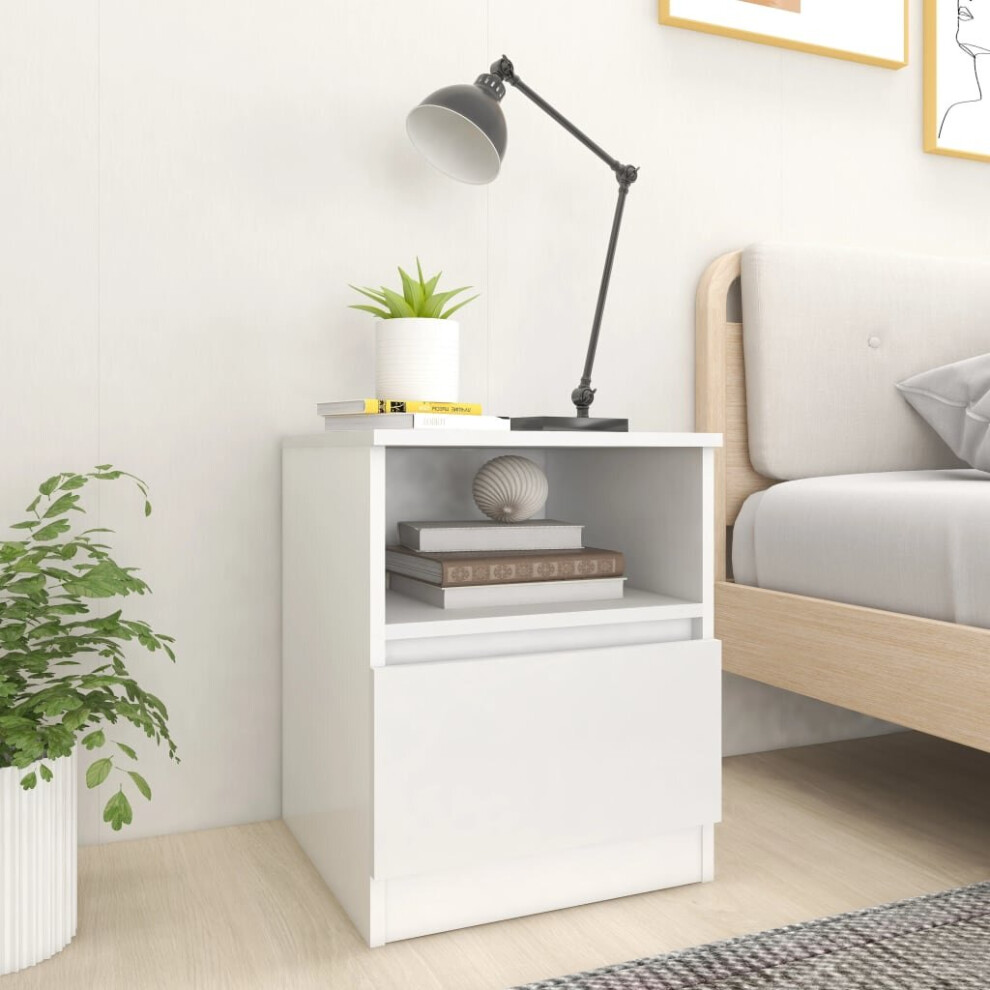 vidaXL 2x Bed Cabinets White Chipboard Bedside Tables Nightstands Furniture