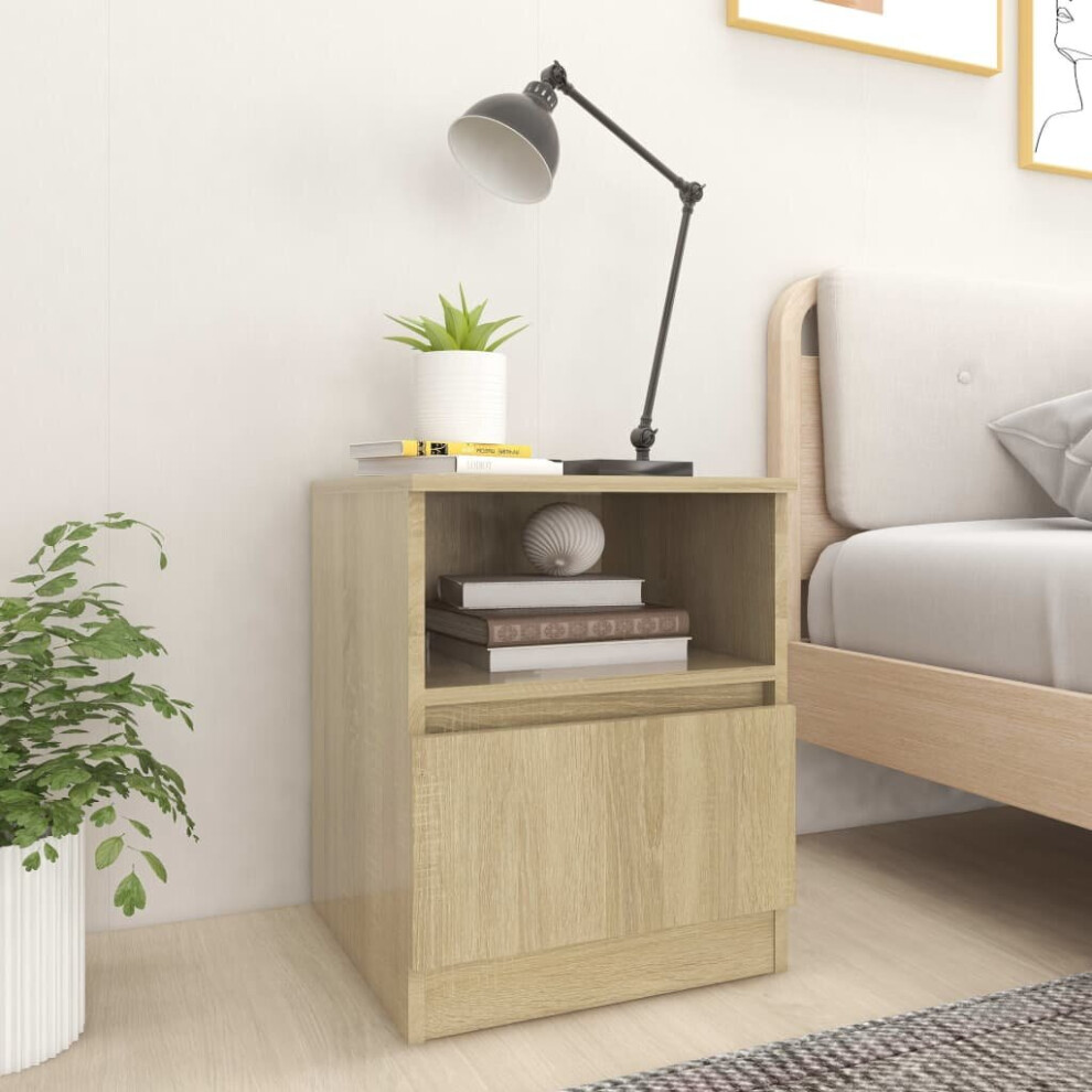 vidaXL Bed Cabinet Sonoma Oak Engineered Wood Bedside End Table Nightstand