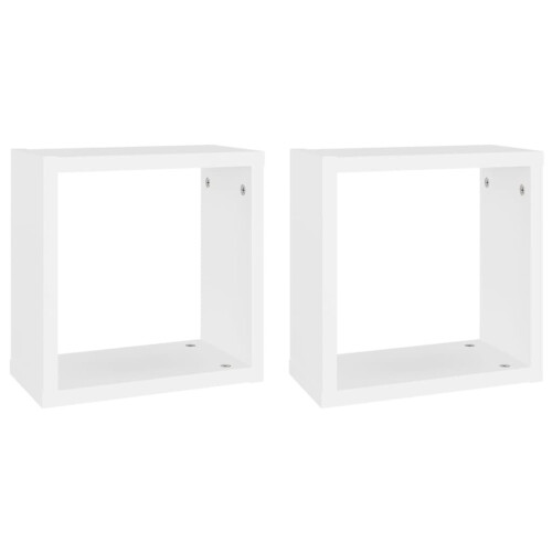 VidaXL vidaXL 2x Wall Cube Shelves White Storage Wall Hanging Floating Shelf Unit 1