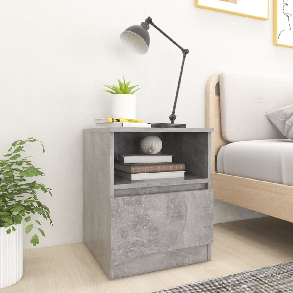 vidaXL Bed Cabinet Concrete Grey Chipboard Bedside Storage Cabinet Nightstand