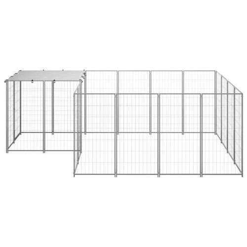 VidaXL vidaXL Hundezwinger Silbern 6,05 m² Stahl 1