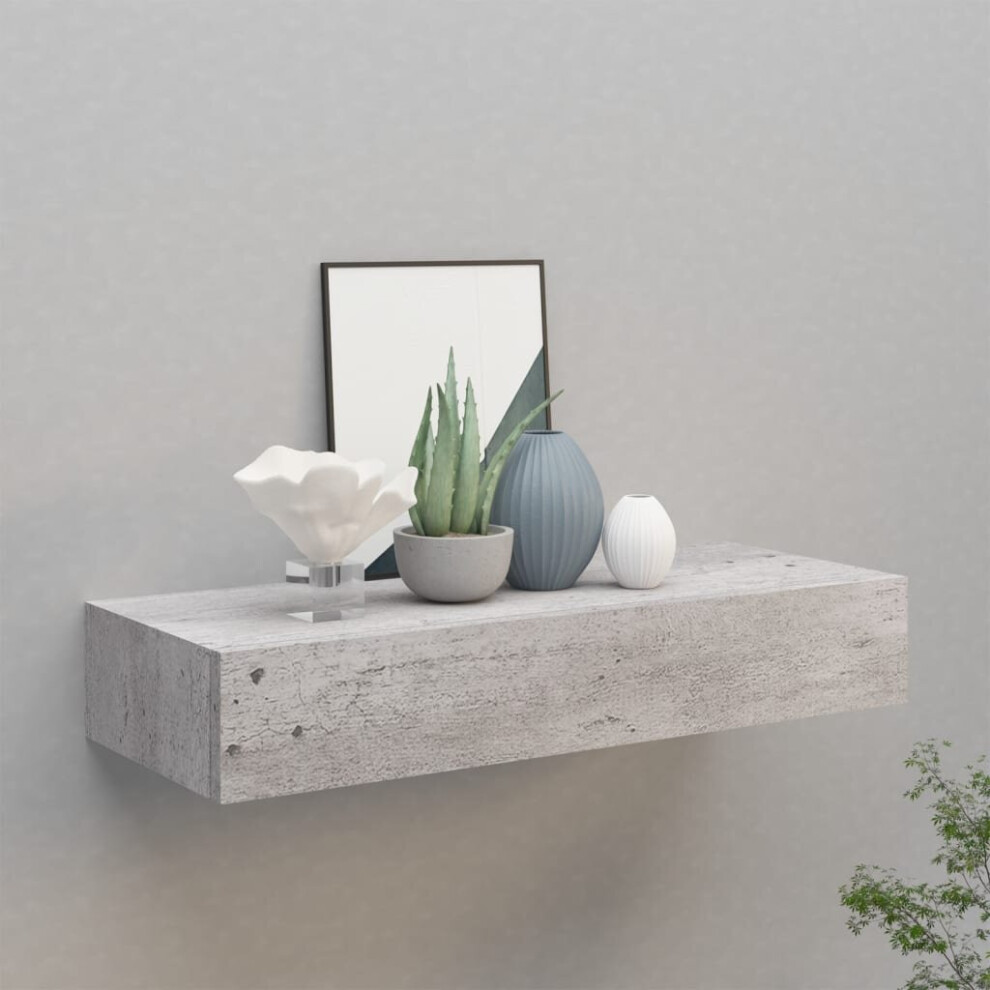 vidaXL Wall-mounted Drawer Shelf Concrete Grey MDF Floating Cabinet Wall Shelf