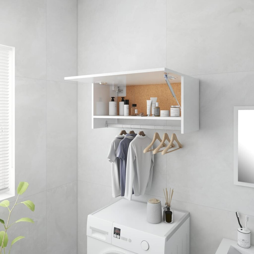vidaXL Wardrobe High Gloss White Engineered Wood Hanging Clothes Organiser