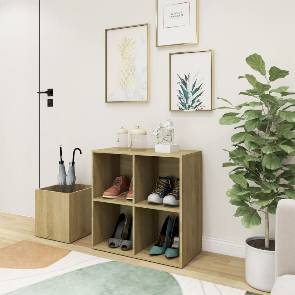 Vidaxl Hall Shoe Cabinet Sonoma Oak Engineered Wood Shoe Storage Organiser