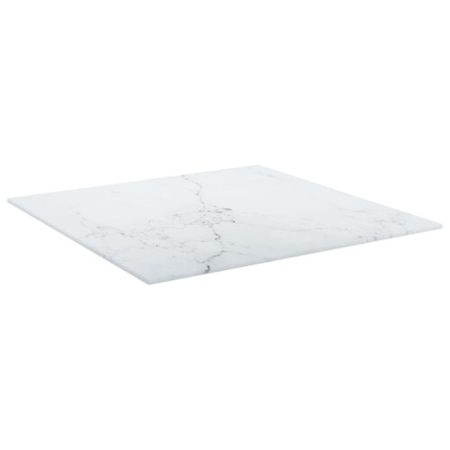 VidaXL vidaXL Table Top White Tempered Glass with Marble Design Dining Table Top Set 2
