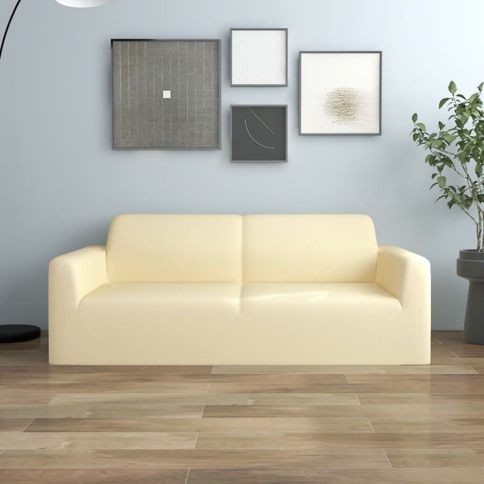 Vidaxl 2-Seater Stretch Couch Slipcover Polyester Jersey Couch Cover Cream