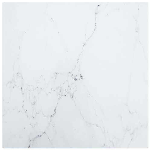VidaXL vidaXL Table Top White Tempered Glass with Marble Design Dining Table Top Set