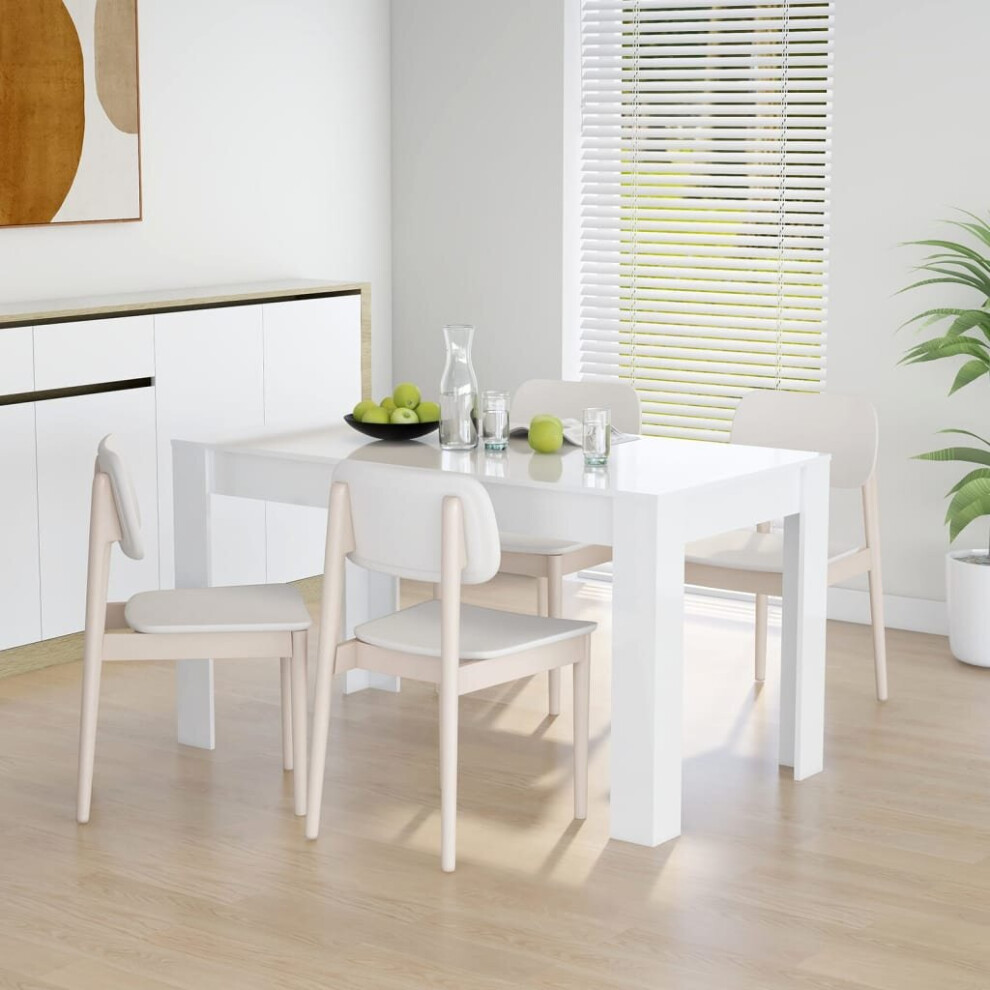 vidaXL Dining Table High Gloss White Chipboard Home Furniture Dinner Table Set