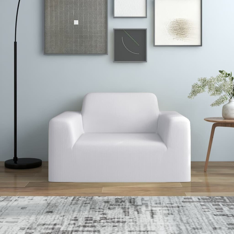 Vidaxl Stretch Couch Slipcover Polyester Jersey Couch Cover Protector White