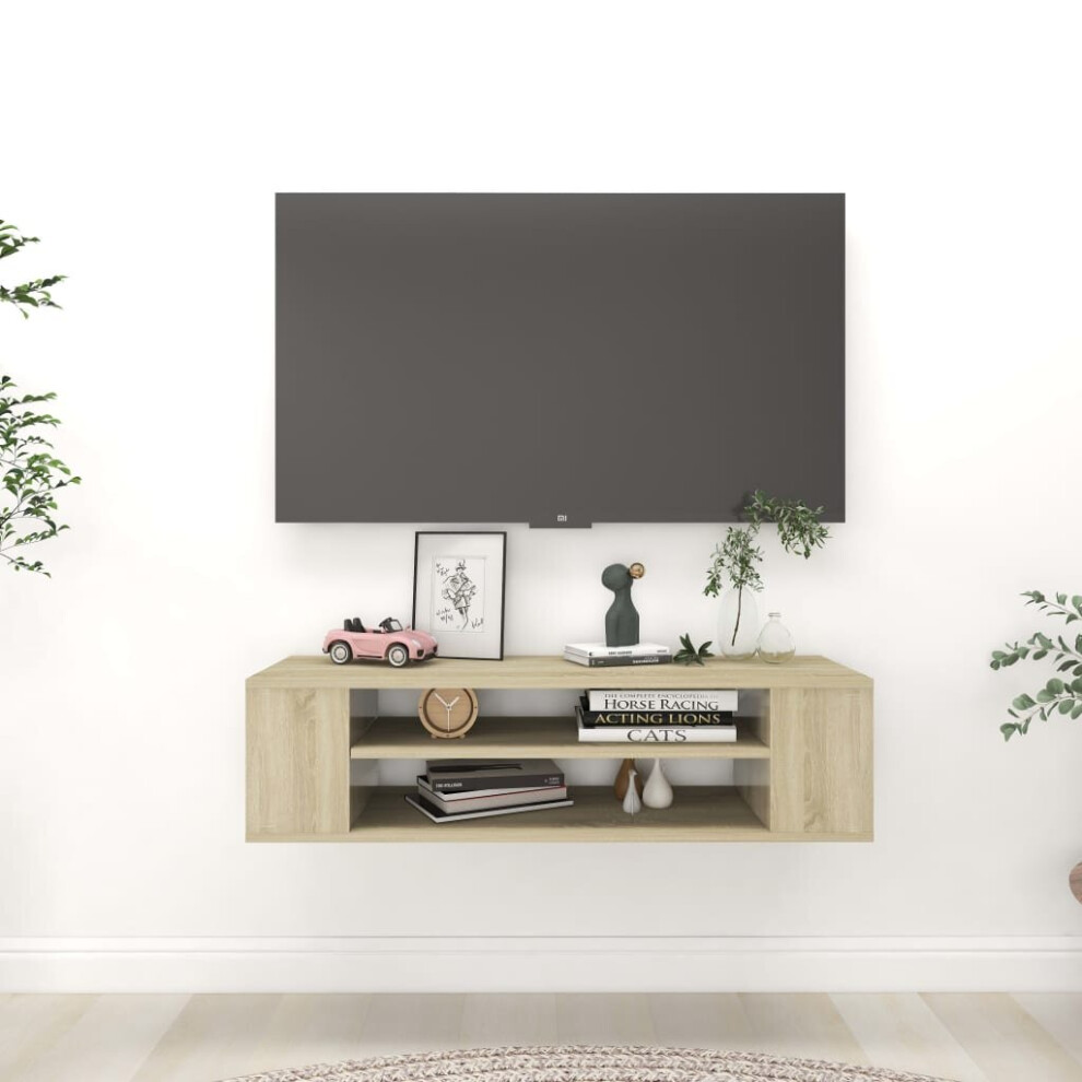 vidaXL Hanging TV Cabinet Sonoma Oak 100x30x26.5 cm Chipboard TV Hi-Fi Cabinet