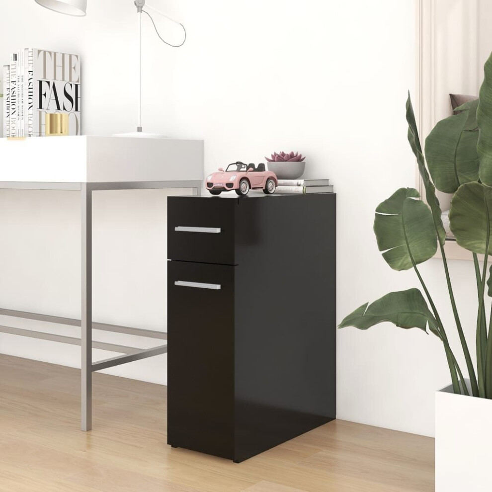 vidaXL Apothecary Cabinet Black Engineered Wood Storage Cabinet Home Organiser