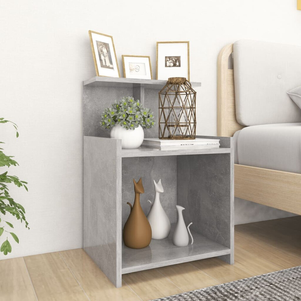 Vidaxl 2X Bed Cabinets Concrete Grey Engineered Wood Home Bedside Nightstand