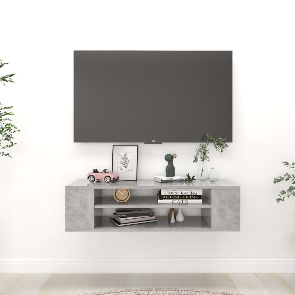 Vidaxl Hanging Tv Cabinet Concrete Engineered Wood Entertainment Centre Grey
