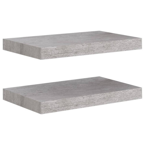 VidaXL vidaXL 2x Floating Wall Shelves Concrete Grey MDF Bookcase Wall Board CD Rack 1