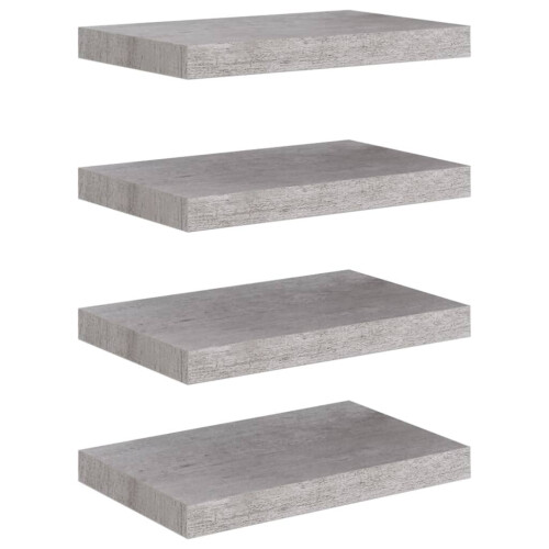 VidaXL vidaXL 4x Floating Wall Shelves Concrete Grey MDF Bookcase Wall Board CD Rack 1
