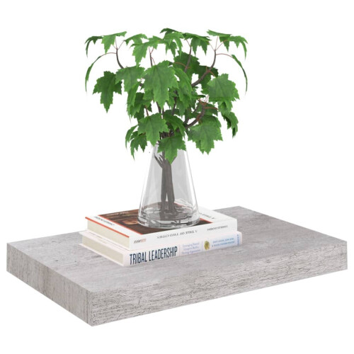 VidaXL vidaXL 2x Floating Wall Shelves Concrete Grey MDF Bookcase Wall Board CD Rack 2