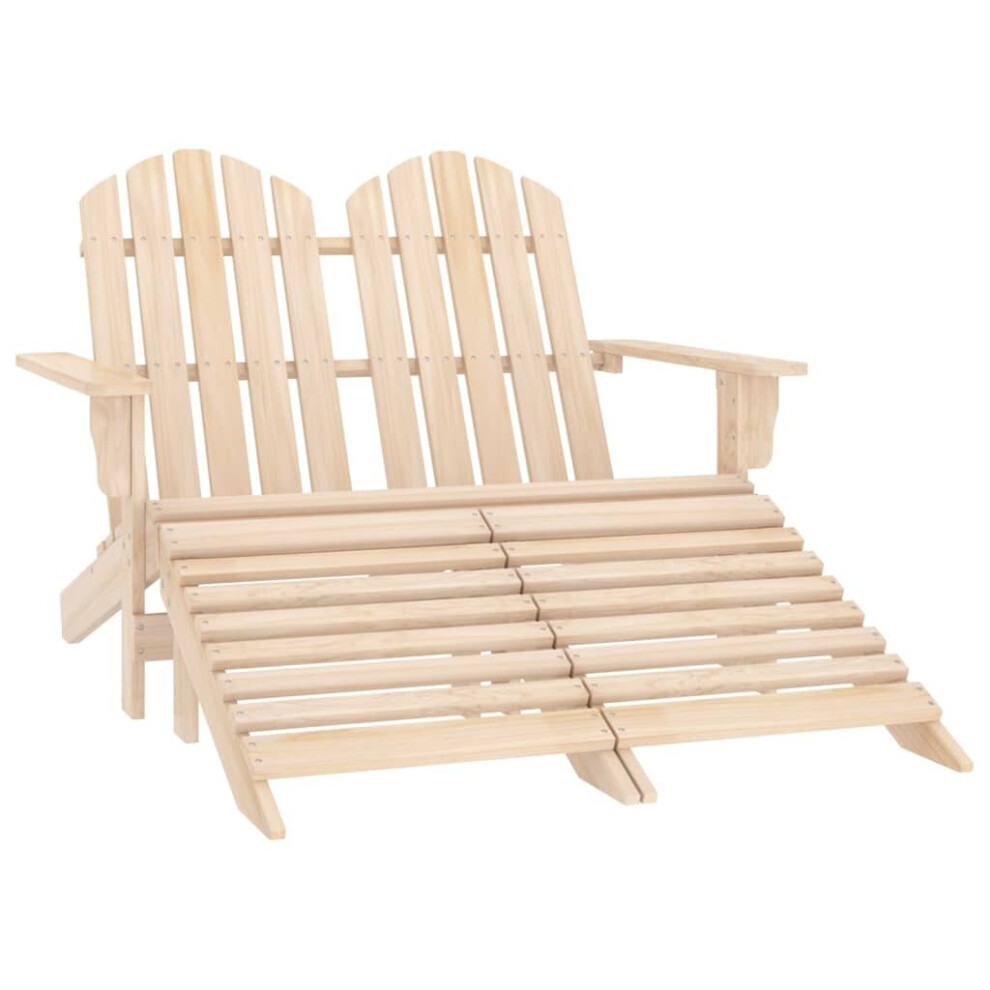 Vidaxl Fir Wood 2-Seater Garden Adirondack Chair & Ottoman Wooden Armchair