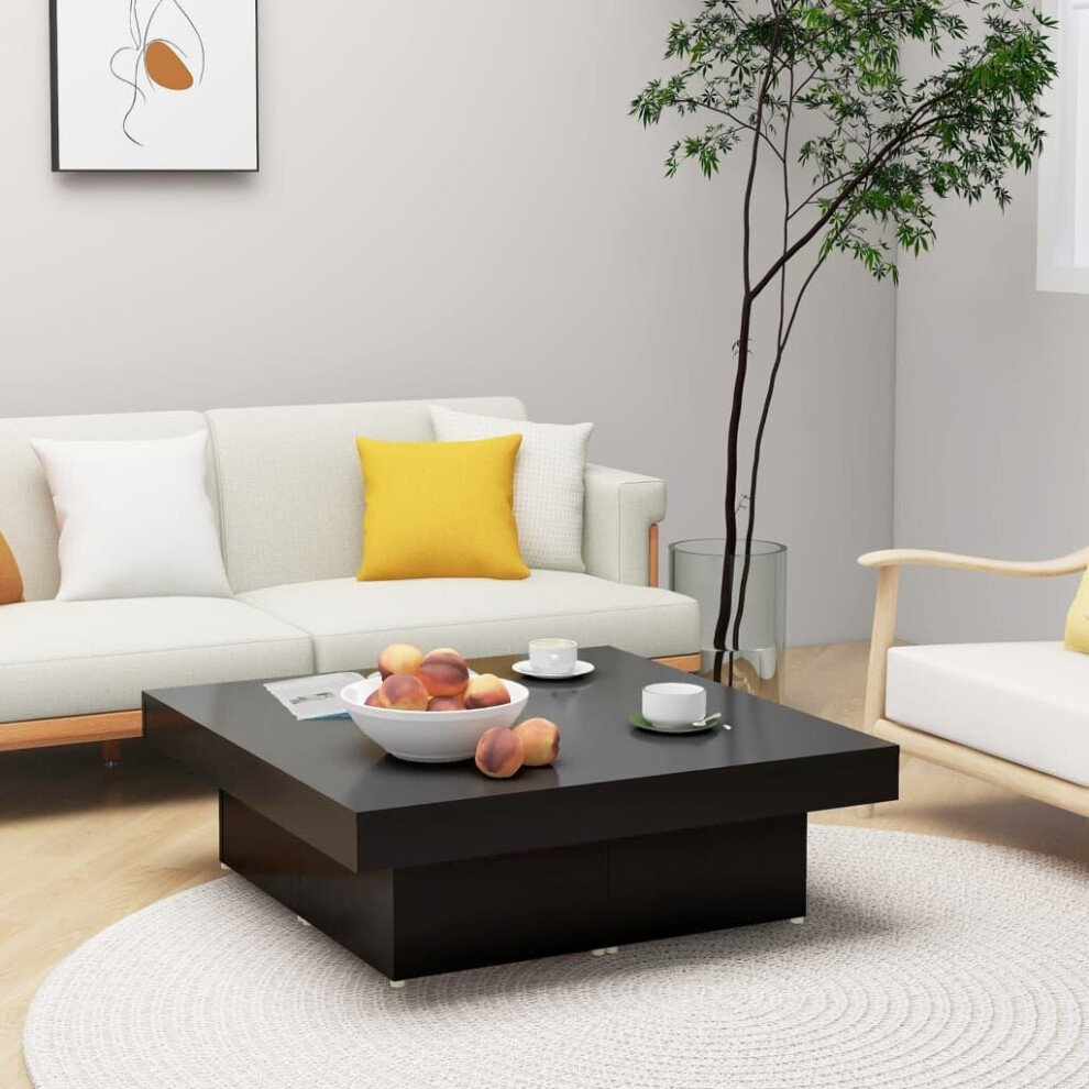 vidaXL Coffee Table Black Engineered Wood Home End Side Center Accent Table