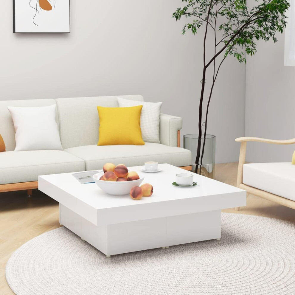 vidaXL Coffee Table White Engineered Wood Home End Side Center Accent Table