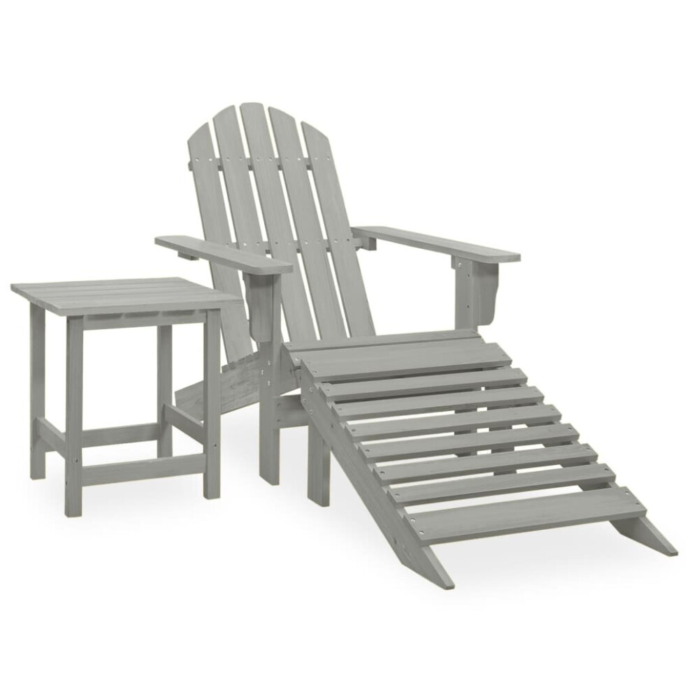 vidaXL Solid Fir Wood Garden Adirondack Chair with Ottoman&Table Grey Unit