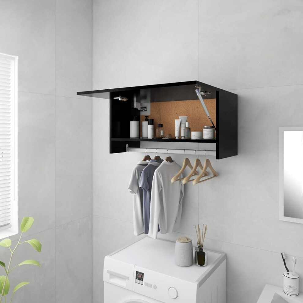 vidaXL Wardrobe Black Engineered Wood Home Storage Hanging Clothes Organiser