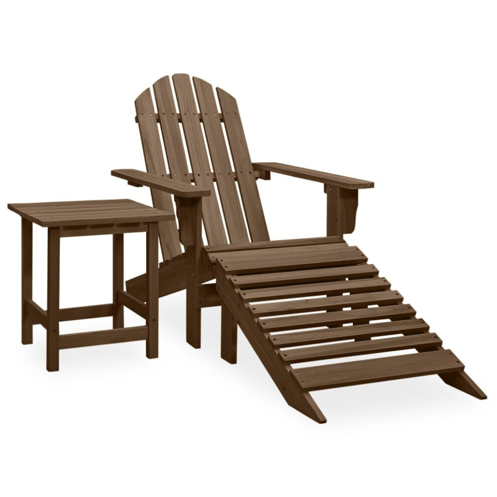 vidaXL Solid Fir Wood Garden Adirondack Chair with Ottoman&Table Brown Unit