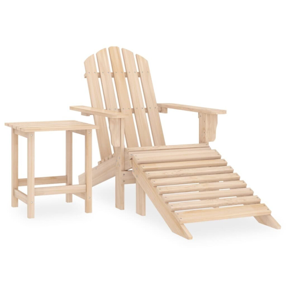 vidaXL Solid Fir Wood Garden Adirondack Chair with Ottoman and Table Armchair