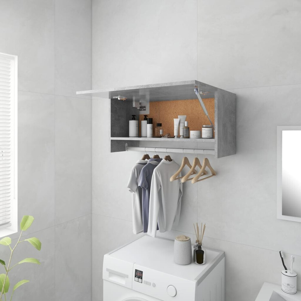 vidaXL Wardrobe Concrete Grey Engineered Wood Home Hanging Clothes Organiser