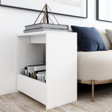 vidaXL Side Table White Engineered Wood Magazine Rack Coffee End Storage Table