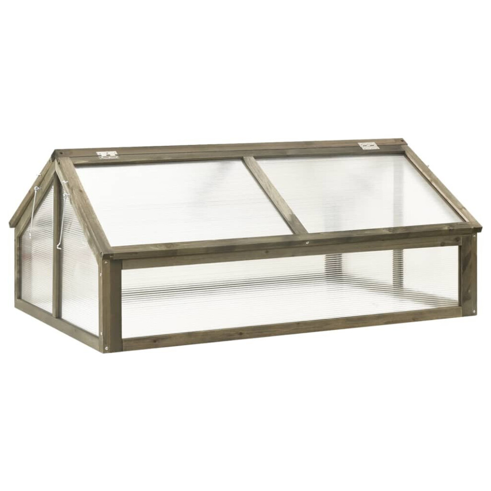 Vidaxl Firwood Greenhouse Grey 114X80x50 Cm Wooden Cold Frame Garden Planter