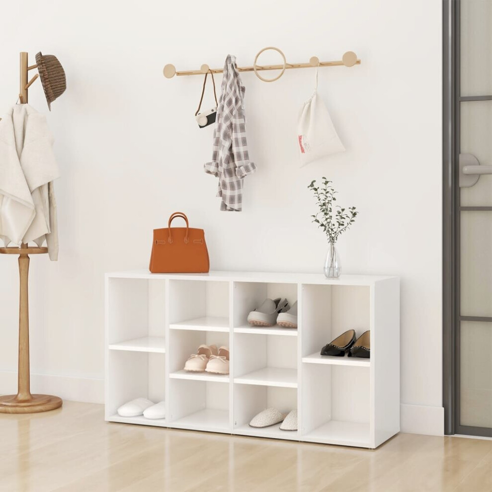 vidaXL Shoe Bench White Engineered Wood Shoe Cabinet Organiser Storage Rack