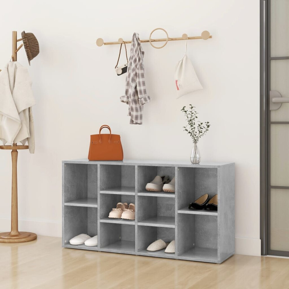 vidaXL Shoe Bench Concrete Grey Chipboard Shoe Cabinet Organiser Storage Shelf