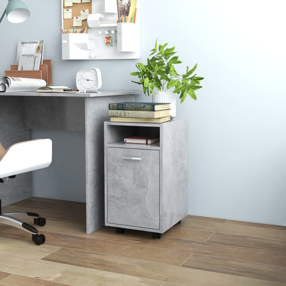 Vidaxl Side Cabinet With Wheels Concrete Grey Engineered Wood Rolling Cabinet
