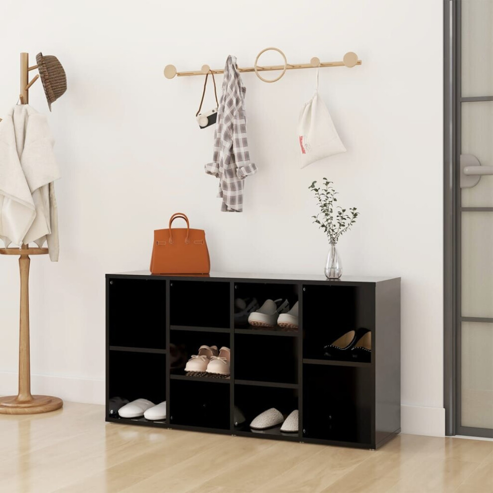 vidaXL Shoe Bench Black Engineered Wood Shoe Cabinet Organiser Storage Rack