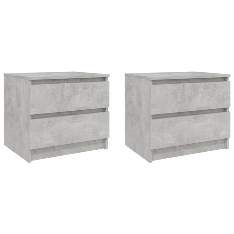 vidaXL 2x Bed Cabinets Concrete Grey 50x39x43.5 cm Chipboard Bedside Cabinet