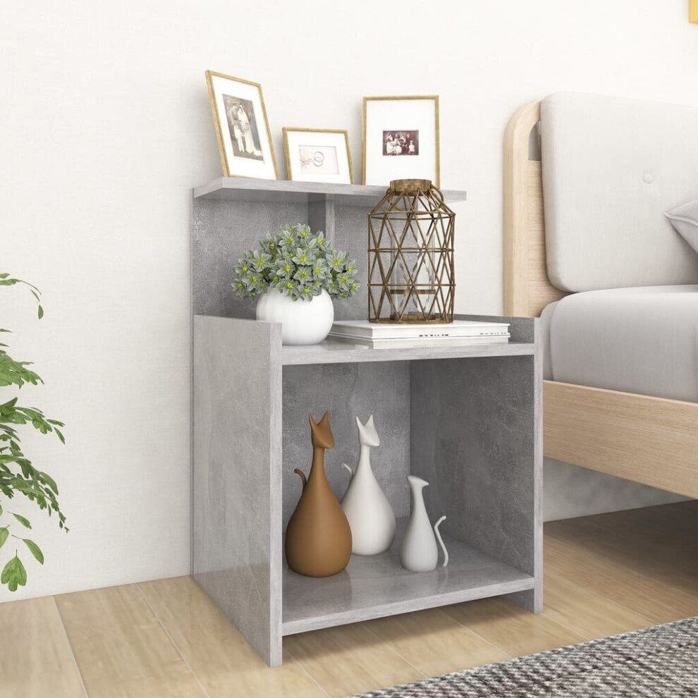 vidaXL Bed Cabinet Concrete Grey Chipboard Bedside Storage Cabinet Nightstand