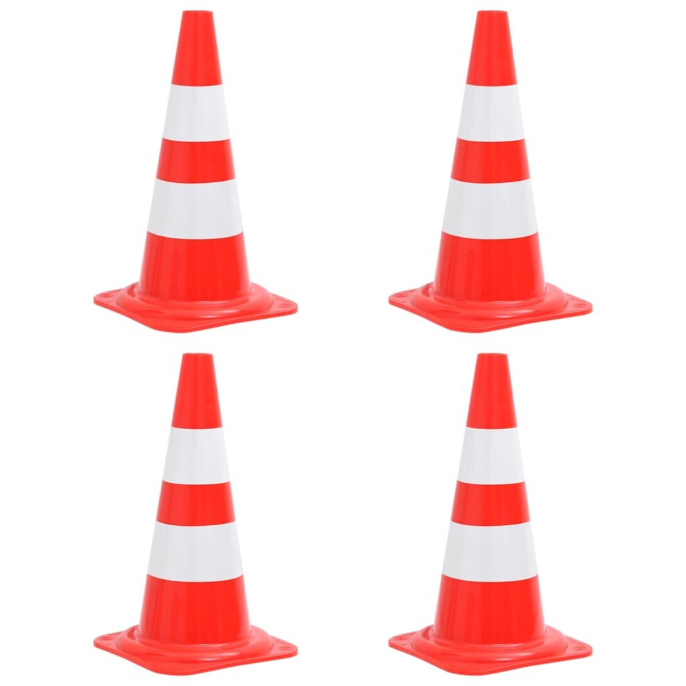 vidaXL 4x Reflective Traffic Cones Red and White 50 cm Road Traffic Signs