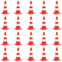 vidaXL 20x Reflective Traffic Cones Red and White 50 cm Road Traffic Sign