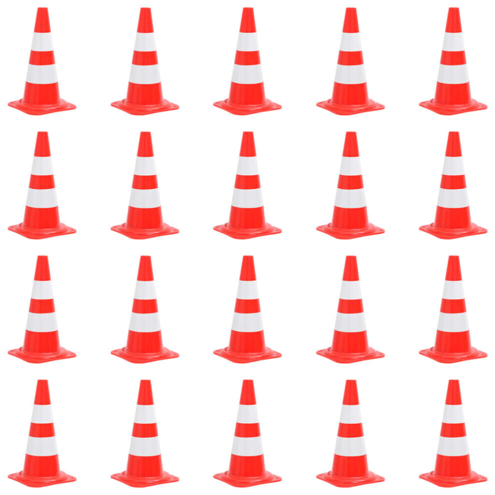 vidaXL 20x Reflective Traffic Cones Red and White 50 cm Road Traffic Sign