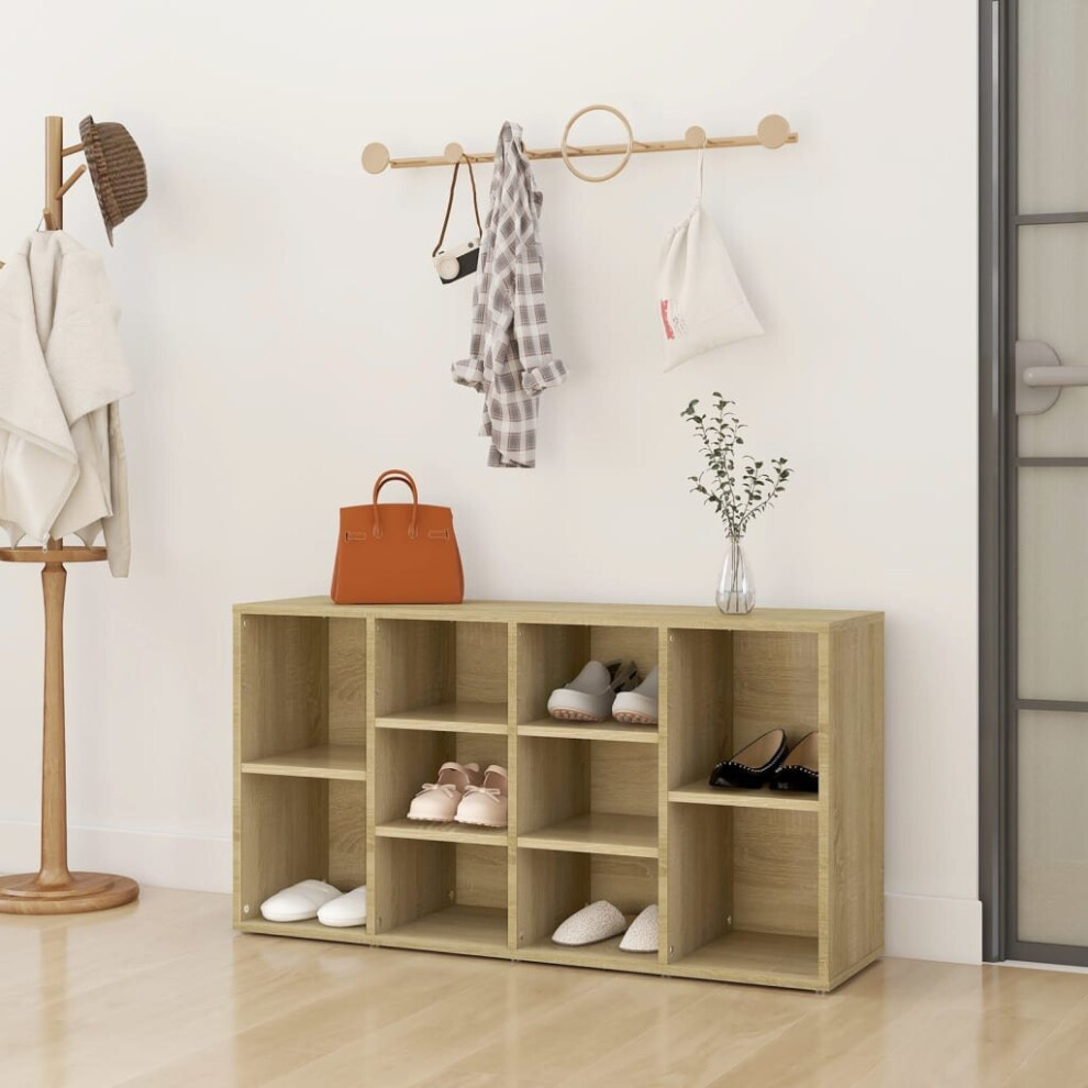 vidaXL Shoe Bench Sonoma Oak Engineered Wood Shoe Cabinet Organiser Storage