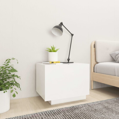 VidaXL vidaXL Bedside Cabinet White Engineered Wood Nightstand Beside Table Unit 2