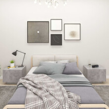 vidaXL Bedside Cabinet Concrete Grey Engineered Wood Nightstand Beside Table